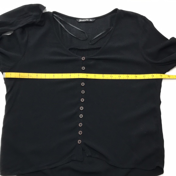 Stradivarius Black Viscose Blouse with Buttons - Picture 10 of 11